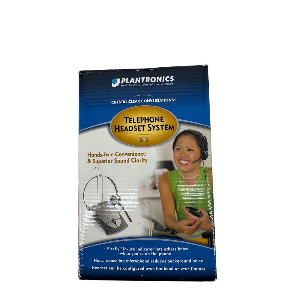 Plantronics S12 Telephone Headset System Wired Grey Noise Canceling Office New